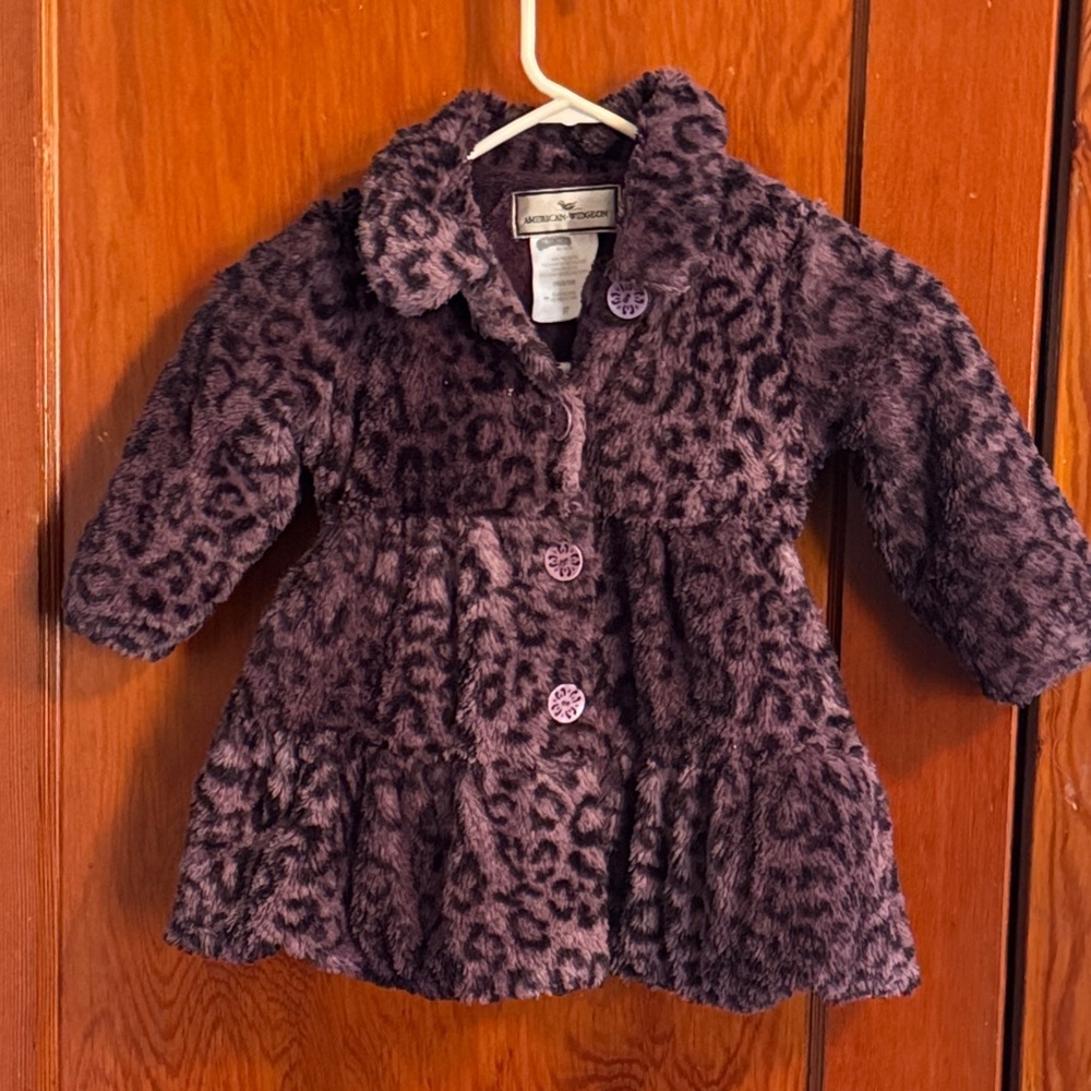 American•Widgeon Purple Leopard Faux Fur Coat Size 3T
